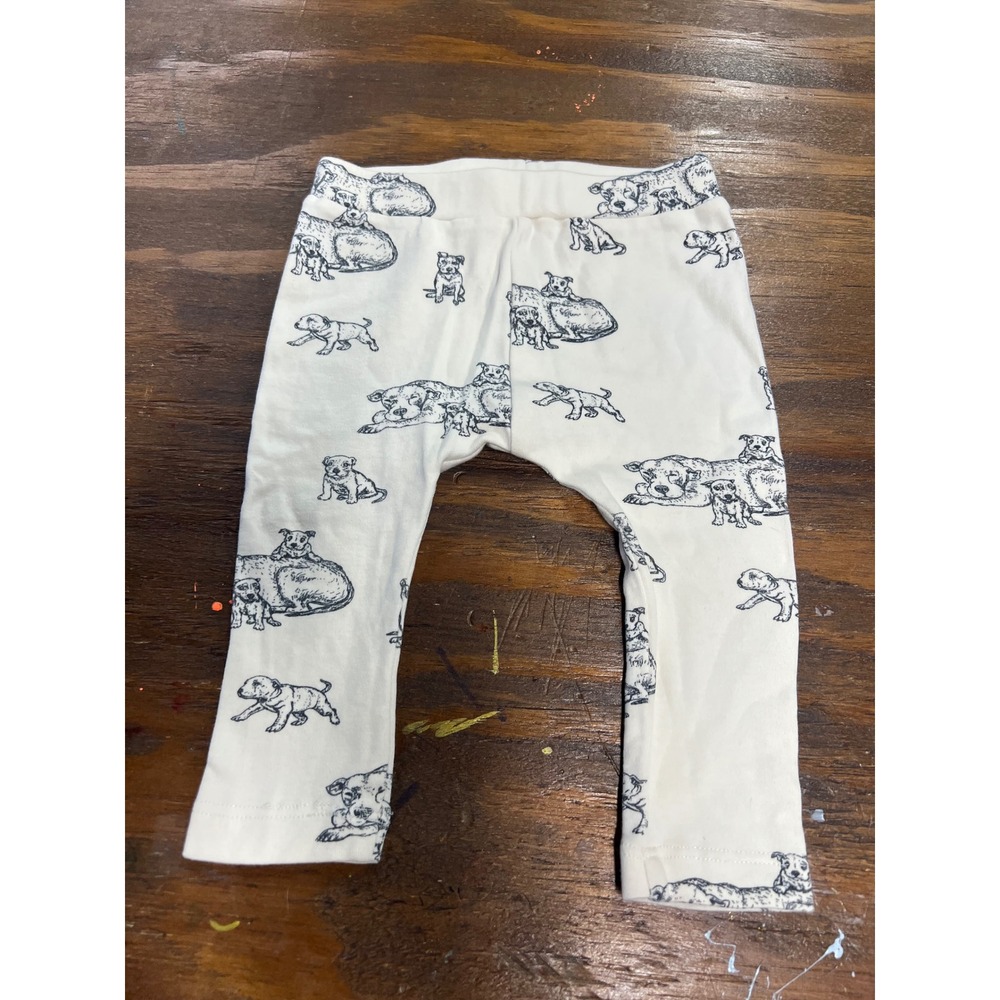 Kate Quinn Organic Cotton Puppy Dog Print Leggings Cream 6-12 Months